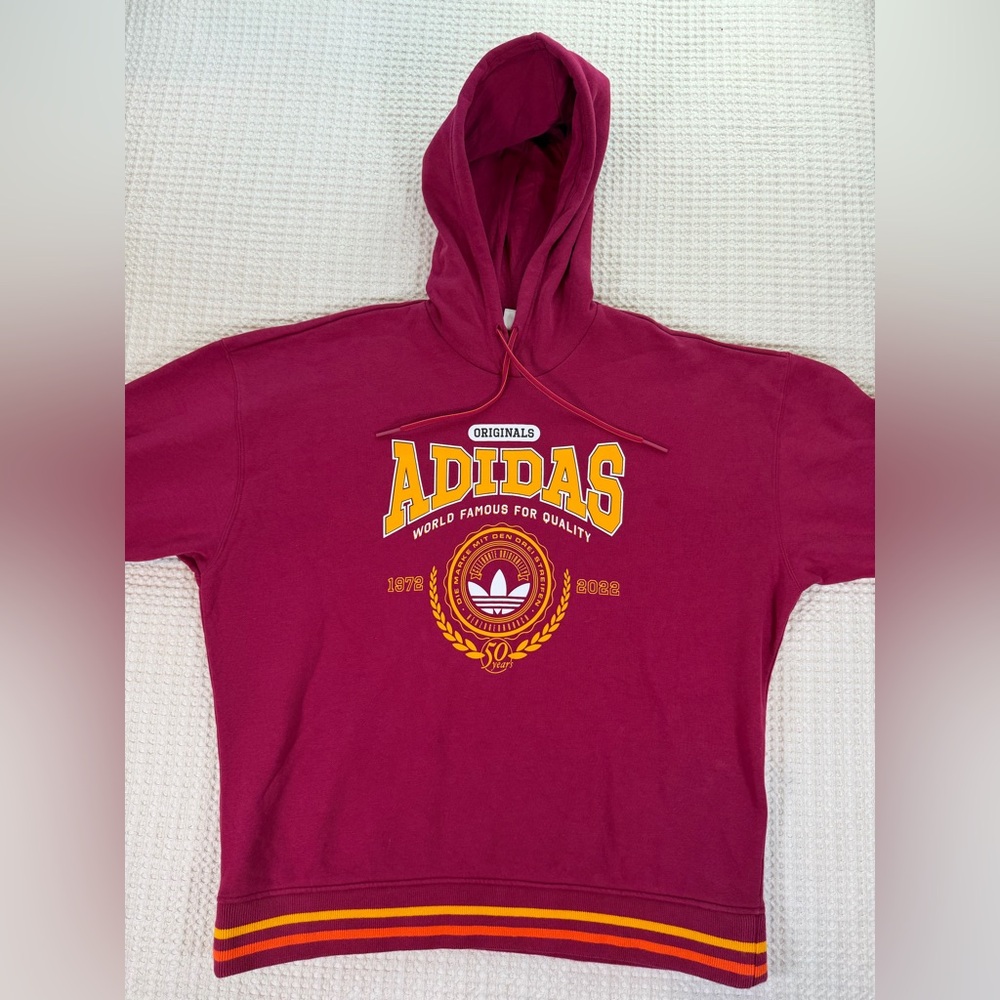 Adidas Originals 50th Anniversary Hoodie Mens XL Burgundy Fleece Pullover